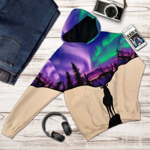 Gearhuman 3D Deer Art Custom Hoodie Apparel GL23069 3D Custom Fleece Hoodies