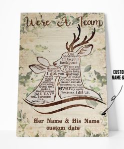 Gearhuman 3D Deer Couple We Are A Team Custom Name Date Canvas GW20015 Canvas 1 Piece Non Frame M