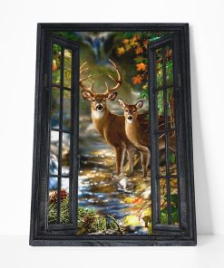 Gearhuman 3D Deer Hunting Window Canvas GB09039 Canvas 1 Piece Non Frame M