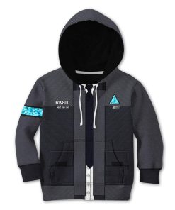 Gearhuman 3D Detroit Become Human Suit Custom Kid Hoodie Apparel GW27044 Kid 3D Apparel Kid Hoodie 2XS