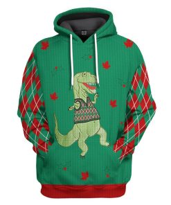 Gearhuman 3D Dinosaur Ugly Sweater Custom Name Tshirt Hoodie Apparel GC21105 3D Apparel Hoodie S 
