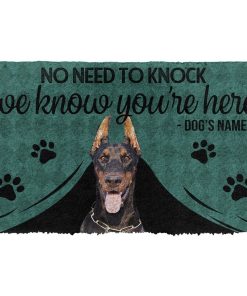 Gearhuman 3D Doberman Pinscher We Know Youre Here Custom Name Doormat GW01023 Doormat Doormat S(15,8''x23,6'')