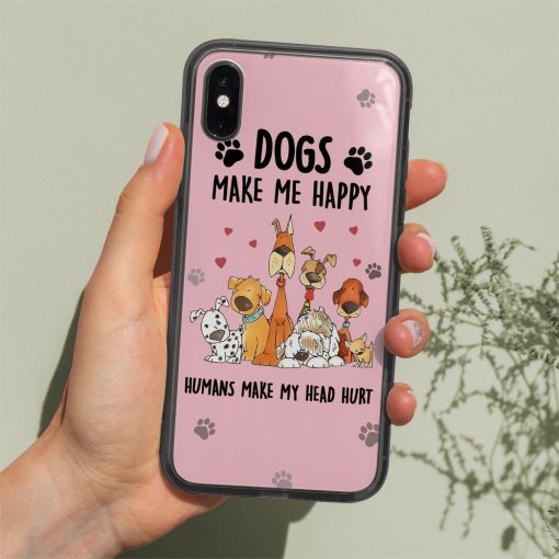 Gearhuman 3D Dogs Make Me Happy Phonecase GB24111 Glass Phone Case