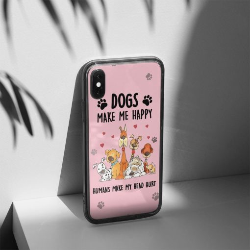 Gearhuman 3D Dogs Make Me Happy Phonecase GB24111 Glass Phone Case