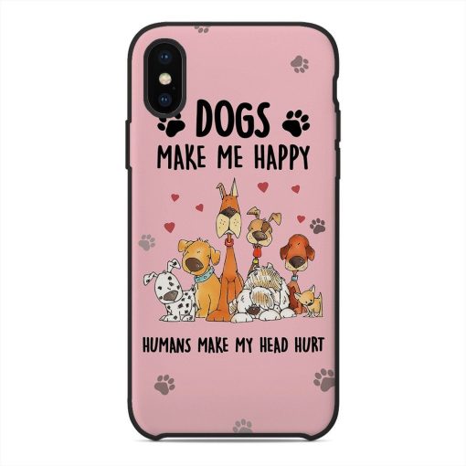 Gearhuman 3D Dogs Make Me Happy Phonecase GB24111 Glass Phone Case Iphone X