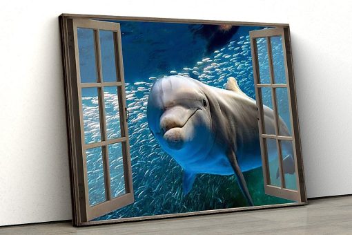 Gearhuman 3D Dolphin Window Canvas GV24029 Canvas