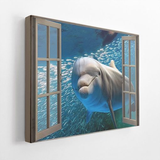 Gearhuman 3D Dolphin Window Canvas GV24029 Canvas