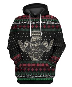 Gearhuman 3D Drag Racing Christmas Sweater Custom Tshirt Hoodie Apparel CW06115 3D Apparel Hoodie S 