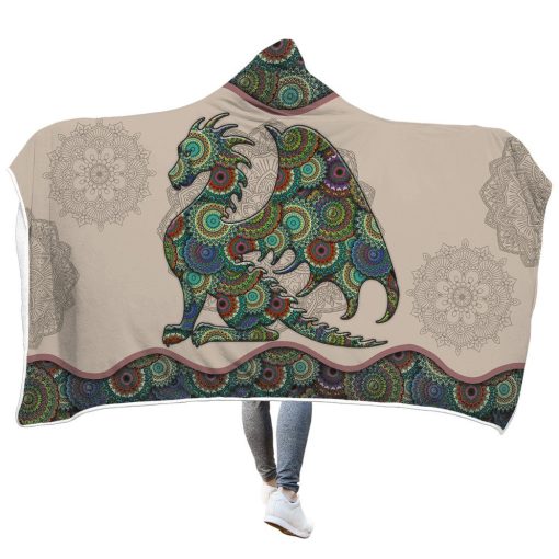 Gearhuman 3D Dragon Mandala Custom Hooded Blanket GW09125 Hooded Blanket M(51''x59'')