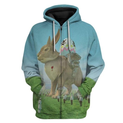 Gearhuman 3D Easter War Custom Hoodies Apparel GM19023 3D Custom Fleece Hoodies Zip Hoodie S
