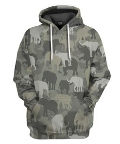 Gearhuman 3D Elephants Camo Custom Tshirt Hoodie Apparel GV08127 3D Apparel Hoodie S 