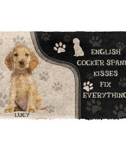 Gearhuman 3D English Cocker Spaniel Kisses Fix Anything Custom Name Doormat GV010319 Doormat Doormat S(15,8''x23,6'')