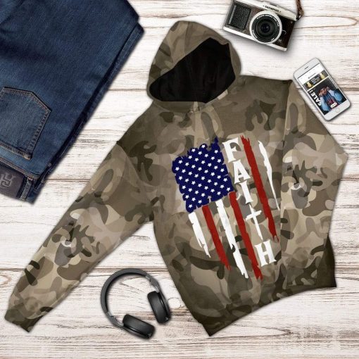 Gearhuman 3D Faith Camo Custom Hoodie Apparel GL22066 3D Custom Fleece Hoodies