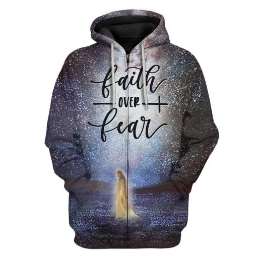 Gearhuman 3D Faith Over Fear Custom Hoodies Apparel GA25021 3D Custom Fleece Hoodies Zip Hoodie S