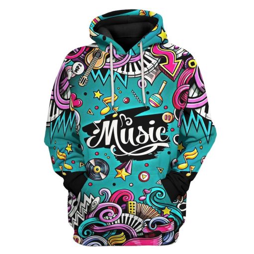 GearHuman 3D Fashion Musical Instruments Cutsom Shirt GR12014 3D Apparel Hoodie S