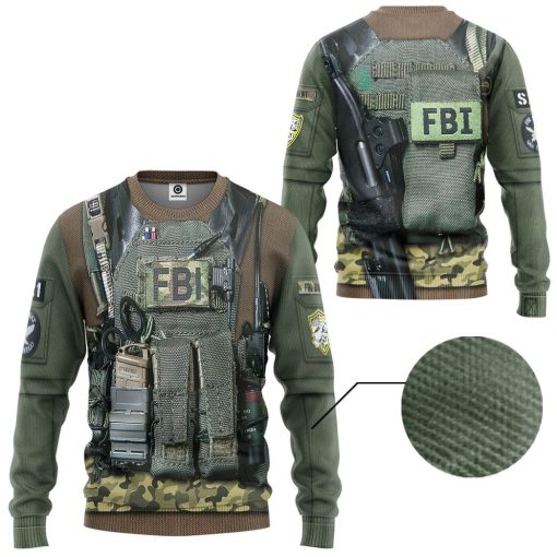 Gearhuman 3D FBI Uniform Custom Tshirt Hoodie Appreal CK24113 3D Apparel