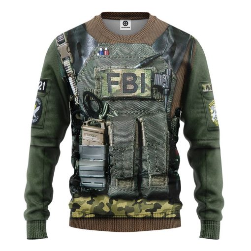 Gearhuman 3D FBI Uniform Custom Tshirt Hoodie Appreal CK24113 3D Apparel Long Sleeve S