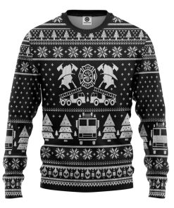 Gearhuman 3D FIRE DEPT Firefighter Ugly Christmas Sweater Black Custom Sweatshirt Apparel GV08108 Sweatshirt Sweatshirt S 