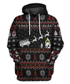 Gearhuman 3D Firefighter FIRE DEPT Ugly Christmas Sweater Custom Hoodie Apparel GV081029 3D Apparel Hoodie S 