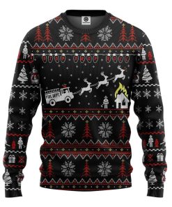 Gearhuman 3D Firefighter FIRE DEPT Ugly Christmas Sweater Custom Sweatshirt Apparel GV081029 Sweatshirt Sweatshirt S 