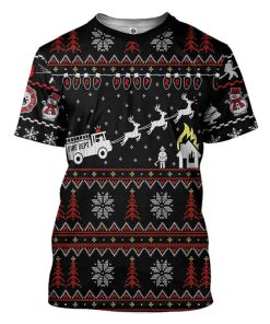 Gearhuman 3D Firefighter FIRE DEPT Ugly Christmas Sweater Custom Tshirt Apparel GV081029 3D T-shirt T-Shirt S 