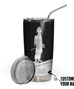 Gearhuman 3D Firefighter Silver Custom Name Tumbler GB180220 Tumbler Short 20oz