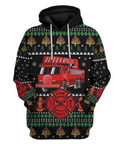 Gearhuman 3D Firefighter Truck Ugly Christmas Sweater Custom Hoodie Apparel GV081030 3D Apparel Hoodie S 