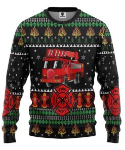 Gearhuman 3D Firefighter Truck Ugly Christmas Sweater Custom Sweatshirt Apparel GV081030 Sweatshirt Sweatshirt S 