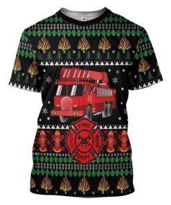 Gearhuman 3D Firefighter Truck Ugly Christmas Sweater Custom Tshirt Apparel GV081030 3D T-shirt T-Shirt S 