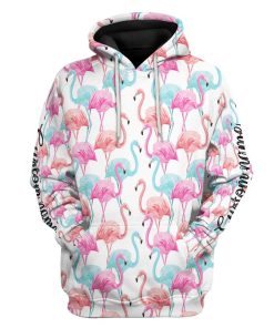 GearHuman 3D Flamingo Pink Blue Water Hoodie Custom Hoodies GR211214 3D Apparel Hoodie S 