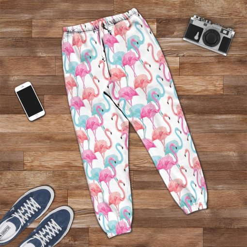 Gearhuman 3D Flamingo Pink Blue Water Hoodie Custom Sweatpants CR211215 Sweatpants