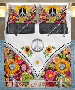 Gearhuman 3D Floral Hippie Van Custom Bedding Set GV28083 Bedding Set Twin 3PCS 