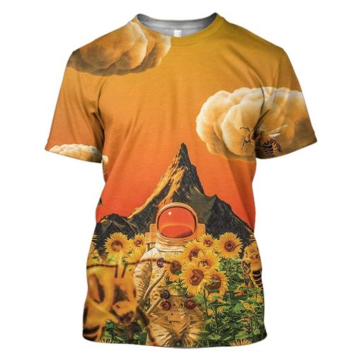 Gearhuman 3D Flower Astronaut Custom T-Shirts Hoodie Apparel GM17022 3D Custom Fleece Hoodies T-Shirt S