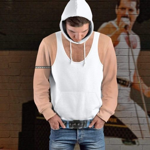 Gearhuman 3D Freddie Mercury Custom Hoodie Apparel GW13086 3D Custom Fleece Hoodies