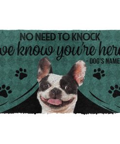 Gearhuman 3D French Bulldog We Know Youre Here Custom Name Doormat GW29016 Doormat Doormat S(15,8''x23,6'')