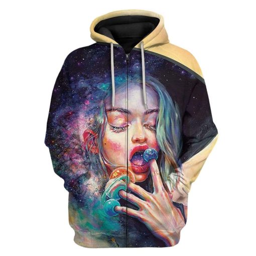 Gearhuman 3D Galaxy Sweets Custom T-Shirts Hoodies Apparel GM18023 3D Custom Fleece Hoodies Zip Hoodie S