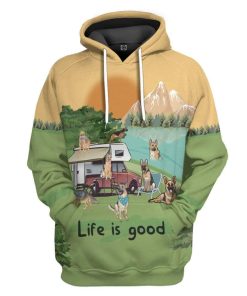 Gearhuman 3D German Shepherd Life Is Good Custom Hoodie Apparel GV150713 3D Custom Fleece Hoodies Hoodie S 