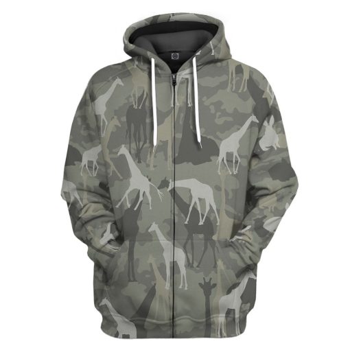 Gearhuman 3D Giraffe Camo Custom Tshirt Hoodie Apparel GV081210 3D Apparel Zip Hoodie S