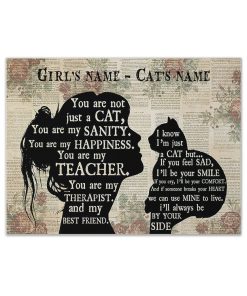 Gearhuman 3D Girl Love Cat Custom Name Canvas GK301233 Canvas 1 Piece Non Frame M