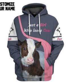 Gearhuman 3D Girl Loves Cow Custom Name Tshirt Hoodie Apparel GB08034 3D Apparel Hoodie S