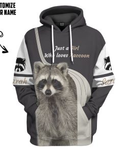 Gearhuman 3D Girl Loves Raccoon Custom Name Tshirt Hoodie Apparel GB09033 3D Apparel Hoodie S