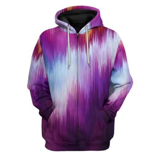Gearhuman 3D Glitch Hoodie Apparel GQ17093 3D Custom Fleece Hoodies Zip Hoodie S