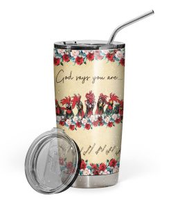 Gearhuman 3D God Says You Are Roosters Custom Name Design Vacuum Insulated Tumbler GV28094 Tumbler Short 20oz 