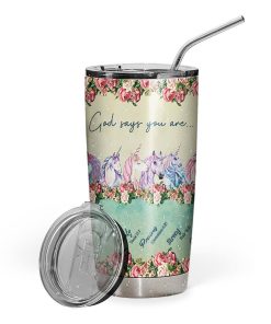 Gearhuman 3D God Says You Are Unicorns Custom Name Design Vacuum Insulated Tumbler GV280918 Tumbler Short 20oz 