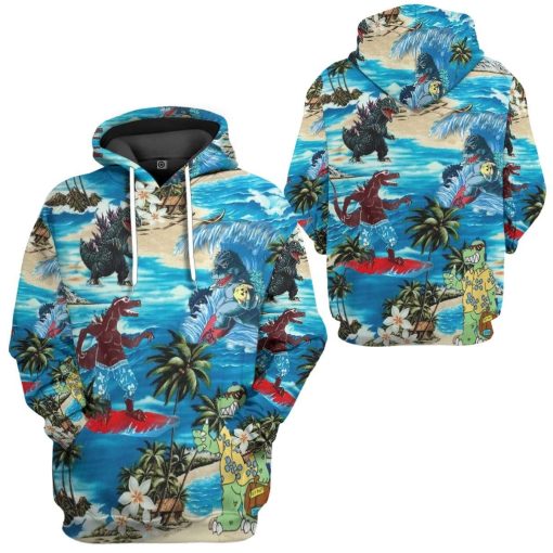 Gearhuman 3D Godzilla Custom Hoodie Apparel GV180814 3D Custom Fleece Hoodies