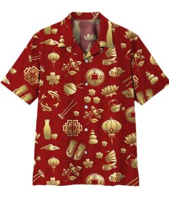 Gearhuman 3D Gold Asian Culture Hawaii Shirt ZK0406218 Hawai Shirt 