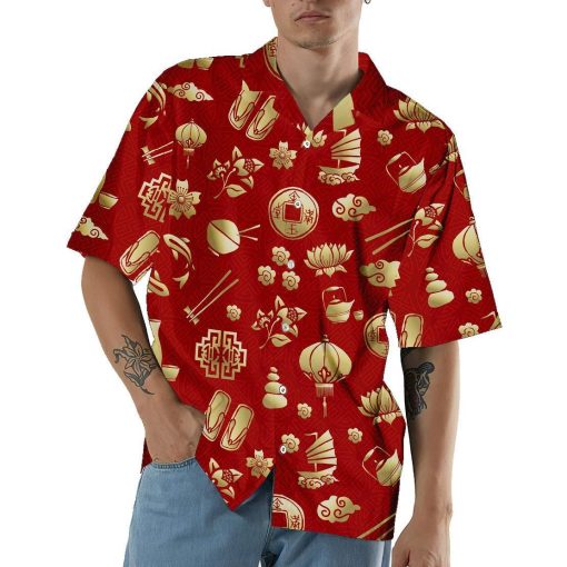 Gearhuman 3D Gold Asian Culture Hawaii Shirt ZK0406218 Hawai Shirt