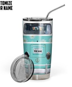 Gearhuman 3D Golden Retrieve Hippie Car Custom Name Tumbler GB07122 Tumbler Short 20oz 