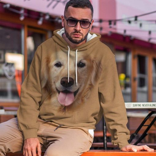Gearhuman 3D Golden Retriever Custom Hoodie Apparel GW16063 3D Custom Fleece Hoodies