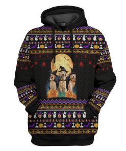 Gearhuman 3D Golden Retriever Halloween Ugly Sweater Custom Hoodie Apparel GV310812 3D Custom Fleece Hoodies Hoodie S 
